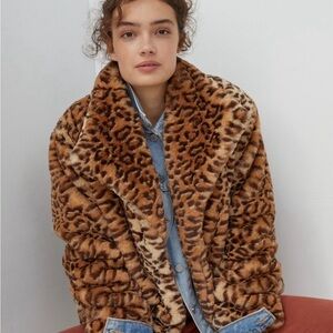 Anthropologie Brown Leopard Teddy Jacket